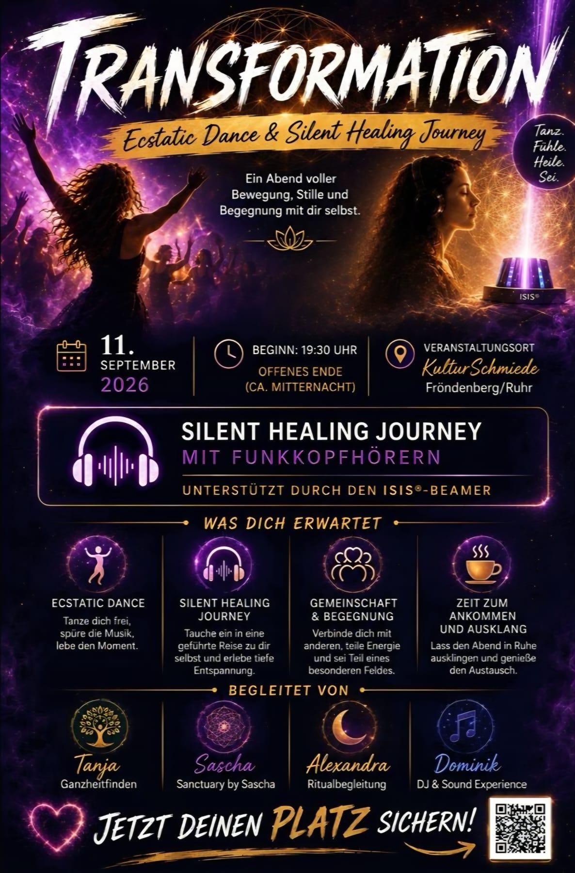 Transformation — Ecstatic Dance & Silent Healing Journey, 11. September 2026, KulturSchmiede Fröndenberg/Ruhr