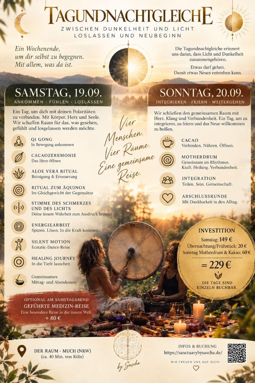 Tagundnachtgleiche, Flyer mit Eckdaten, Programm, Impressionen und QR-Code zur Website